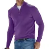 Męskie koszule jesienne szczupły fit Knit T-shirt moda męska solidna kolor na pół zip stojak z długim rękawem