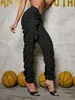 Pantalon Cargo Chic froncé avec cordon de serrage en V pour femme, vêtement de rue, couleur unie, style Hip Hop, fuselé, 2023, 240304
