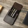 CONTACTS FAMILY Handmade Fountain Pen Case Leather For Men Women Holder Pouch Retro Box Organizer Boys Girls School 240306