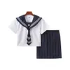 Japanse High School Girl Uniformen Set Taille ALine Geplooide Rokken en Shirt Kleding JK Sailor Uniform Cosplay Vrouw 240301