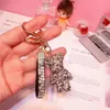 2024 Fancy Strass Rhinestone Diamond Bear Animal Keychain Leather Strap Car Key Chain Bag Pendant 3-15