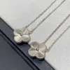 V Thick Plated Rose Gold Edition Single Flower Laser Necklace for Female Fan Family Lucky Four Leaf Grass Pendant Fashion High Grade 2220