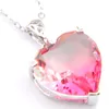 NEW 10Pcs Luckyshine Excellent Shine Fire Love Heart Rainbow Colored Cubic Zirconia Gemstone Silver Necklaces Pendants For Women317l