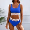 Maillots de bain pour femmes Maillot de bain américain Ensembles de bikini Taille haute Deux pièces Maillots de bain sportifs Coupés Baignoire Beach Rompers pour adolescentes