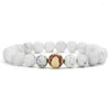 Strand 10sts Copper Baseball White Howlite Stone Beads Armband Buddha Sport Energy Reki Yoga Jewelry265p