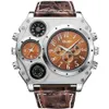 Relojes de pulsera Hombres militares creativos Relojes de cuarzo Función Dial grande Correa de cuero impermeable Reloj masculino Brújula Termómetro Decora268R