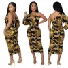 Frühling Sommer Kleid Damenbekleidung Mode Sexy Print One Shoulder Cold Slim