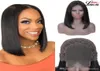 4x4 droit Bob dentelle avant perruques de cheveux humains brésilien court droit Bob perruque 100 cheveux humains vierges dentelle frontale wigs2383656