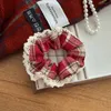 Scottish GirlClassic motif rouge corde à cheveux gros intestin anneau rétro facile assorti corde à cheveux anneau de cheveux cravate queue de cheval bracelet en cuir