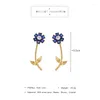 Boucles d'oreilles à breloques en cristal pour femmes, mode coréenne, brillant, plante en Zircon, fleur, robe, cadeau, accessoires bijoux