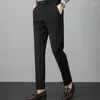 Men's Pants Luxury Casual Korean Version Vintage Straight Youth Nine-point Western Stretch Trousers Old Money