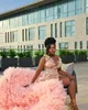 2024 ASO EBI sjöjungfru Pink Prom Dress Lace Pearls Crystals Evening Formal Party Second Reception 50th Birthday Engagement Gowns Dresses Robe de Soiree ZJ139