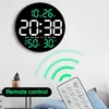 Wall Clocks 10Inch Temperature Humidity Digital Clock With Remote Control Alarm Date Week Display Wall-Mounted For Home Easy Install