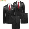 Suits White Rose Pattern Twopiece Suit for Men's Wedding Business Dress Coat and Trousers Fashion Slim Fit Terno Masculino M5XL 6XL