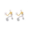 Stud Earrings CANNER Geometric Pearl Silver 925 Earring For Women Piercing Jewelry Glossy 18K Gold Oorbellen