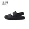 Utune mens sandaler sommarplattform skor kvinnor strand utanför eva tofflor man mjuk tjock sula non-slip inomhus glider cool svart 240305