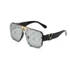 Neue quadratische Mode-Sonnenbrille für Männer und Frauen, schwarzer Rahmen, silberner Spiegel, Blumen-Buchstaben-Linse, fahrende Marken-Sonnenbrille, Outdoor-Sportbrillen mit Box 2024