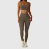 Lu Align Lemon Set 2 Piece Seamless Ribbed Workout Outfits For Women Sport Bra High midjeshorts Yoga Leggings Suits Fiess Gymkläder 2024 Gym Jogger Sport