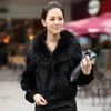 Äkta Haining Women's Short Full Leather Wild Rabbit Korean Version Winter Coat Raccoon Fur Collar 688167