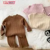 Ensembles de vêtements 0-6 ans bébé vêtements tricotés automne né garçon fille infantile hauts et pantalons pull pyjamas coton