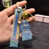 2024 Fancy Strass Rhinestone Diamond Bear Animal Keychain Leather Strap Car Key Chain Bag Hängen