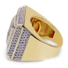 20 Mm Square Design Iced Out Hip Hop Certified Gold Real Diamond Pave Setting Band Ring Jewelry Gift for Men