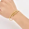 Bracelet en acier inoxydable pour femmes, breloque en forme de cœur réglable, à la mode, en titane tricolore, ouvert, bijoux