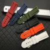 22mm 24mm 26mm Black Blue Red Orange White Army Watch Band Silicone Rubber Watchband Fit For Panerai Strap Needle Buckle 220314M