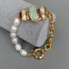 YYGEM natural White Rice Freshwater Pearl Gold Filled ite Biwa Pearl Chain Bracelet 8 vintage style for women 240305