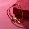 Braccialetti con ciondoli Anno Drago Bracciale bambino Gnocchi d'oro Fortunato intrecciato a mano Gioielli in corda rossa Regalo Brithady