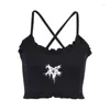 Women's Tanks Camis Tank Top Cropped Shirt For Women Girl Goth Gothic Clothing Summer Sleeveless Sexy Clothes Black Croptop