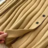 Robes de travail revers simple boutonnage pull jupes longues ensemble tricoté Cardigan 2 pièces mode femmes décontracté automne hiver costume