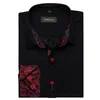 DibanguingMen Shirt Leng Sleeve Black Solid Red Paisley Coorn Contrast Fashion Dress for Buttondown Collar Clothing240304