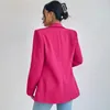 Moda primavera traf jaqueta feminina 25 34 sólido poliéster algodão não estiramento manga longa senhora do escritório blazers em outerwears 240227