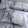 Marmor-Bettbezug-Sets, moderne Bettwäsche-Sets für Erwachsene, wendbar, weiß-graues Muster, Baumwoll-Bettwäsche-Kollektionen, hypoallergen