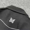 Men's Jackets Needles Butterfly Embroidered And Women's Japanese Fashion British Style Short Suit Y2k Black Jacket