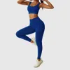 Lu Align Lemon Set 2 Piece Seamless Ribbed Workout Outfits For Women Sport Bra High midjeshorts Yoga Leggings Suits Fiess Gymkläder 2024 Gym Jogger Sport