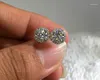 Orecchini a bottone in argento sterling massiccio S925 con diamanti per le donne, gioielli in vero 925 Bizuteria con pietre preziose