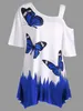 Fashion Casual Short -Sleeved Women's Clothing 2024 Summer Small Sales Wish Foreign Trade Printing Butterfly Shoulder Long T -skjortan Kvinnor