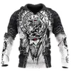 New Nordic Mythology 3D Printed for Men and Women Viking Pullover Long Sleeved Hoodie