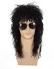 Popolare parrucca nera lunga riccia anni '70 anni '80 Mullet Punk Heavy Metal Rock Cosplay parrucca9127993