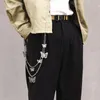 Keychains Chic Hip Hop Punk Butterfly Biker Jeans Link Pants Keychain Women Belt Key Chain Double Layers Trousers Fashion Jewelry