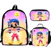 Sacs d'école BULEFLYER Cartoon True et Rainbow Kingdom 3PCS SET pour adolescents Sac à dos Fournitures Bookbag Belle Satchel180o