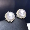 Boucles d'oreilles à clous pour femmes, bijoux fins, or blanc pur 18 carats, naturel, origine japonaise, Akoya, perle ronde de 9 à 8mm