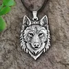 Herrsmycken Tibetansk silver Wolf Head Pendant 14K Guldhalsband för män Vintage Amulet Animal Viking Men Gift Jewelry Collar Hombre