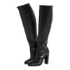Boots ASHIOFU Style Women Chunky Heel Party Prom Club Knee High Large Size Evening Winter Fashion Shoes