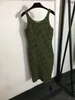 Knit designer klänning för lång t -shirt kvinnors kläder sommar casual lady bodycon ärmlös bomullstickande brev smal passform sexig mode