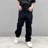 Mens Jeans luxury Designer Denim Embroidery Black Fashion Streetwear Low Rise Baggy Straight Hip Hop Trousers