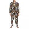 Vêtements de nuit pour hommes Zebra Stripe Turquoise Sarcelle Pyjama Set Spring Animal Print Chambre à coucher à la mode Hommes Deux pièces Vintage Oversize Nightwear