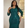 Abiti casual Abbigliamento donna Maniche a 3/4 Scollo a V Verde Paillettes Abiti da sera per feste Occasioni formali Cocktail Prom Abito aderente a sirena